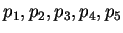$p_1, p_2, p_3, p_4, p_5$