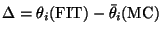 $\Delta = \theta_i({\rm {FIT}}) - \bar{\theta}_i({\rm {MC}})$