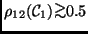 $\rho_{12}(\ensuremath {{\cal{C}}}_1)\raisebox{-.65ex}{\rlap{$\sim$}} \raisebox{.45ex}{$>$}0.5$